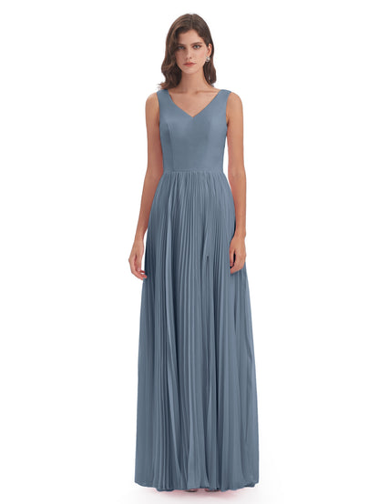 Kenya V-neck Split Chiffon Long Bridesmaid Dresses