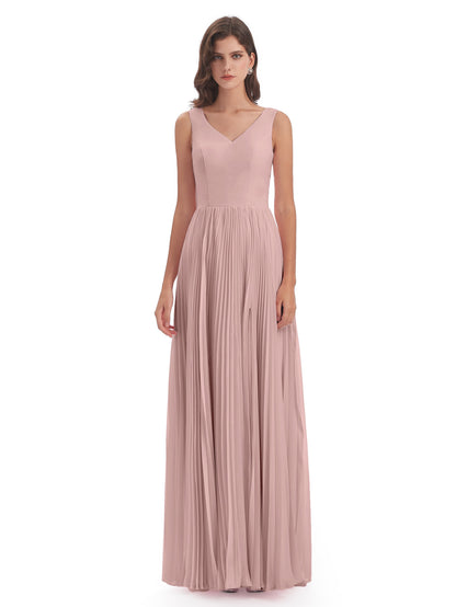 Kenya V-neck Split Chiffon Long Bridesmaid Dresses
