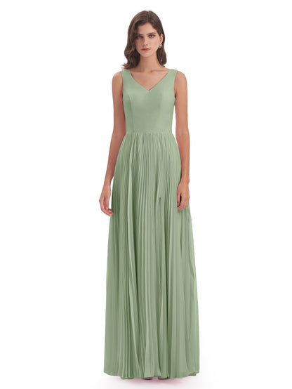 Kenya V-neck Split Chiffon Long Bridesmaid Dresses