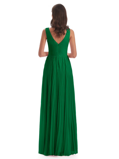 Kenya V-neck Split Chiffon Long Bridesmaid Dresses