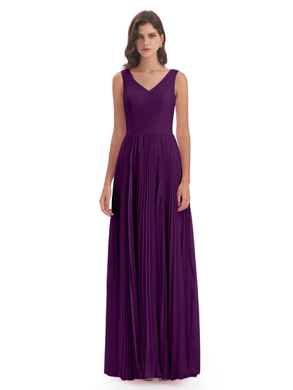 Kenya V-neck Split Chiffon Long Bridesmaid Dresses
