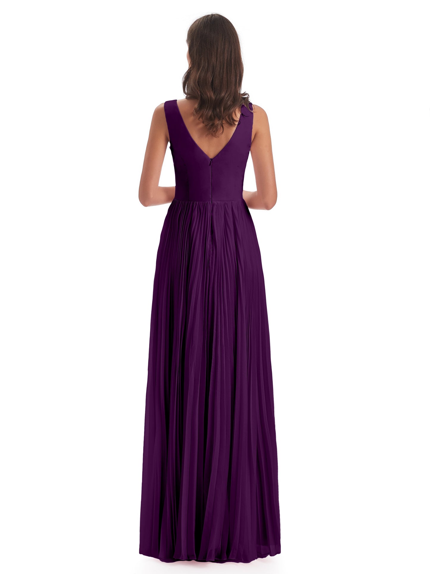 Kenya V-neck Split Chiffon Long Bridesmaid Dresses