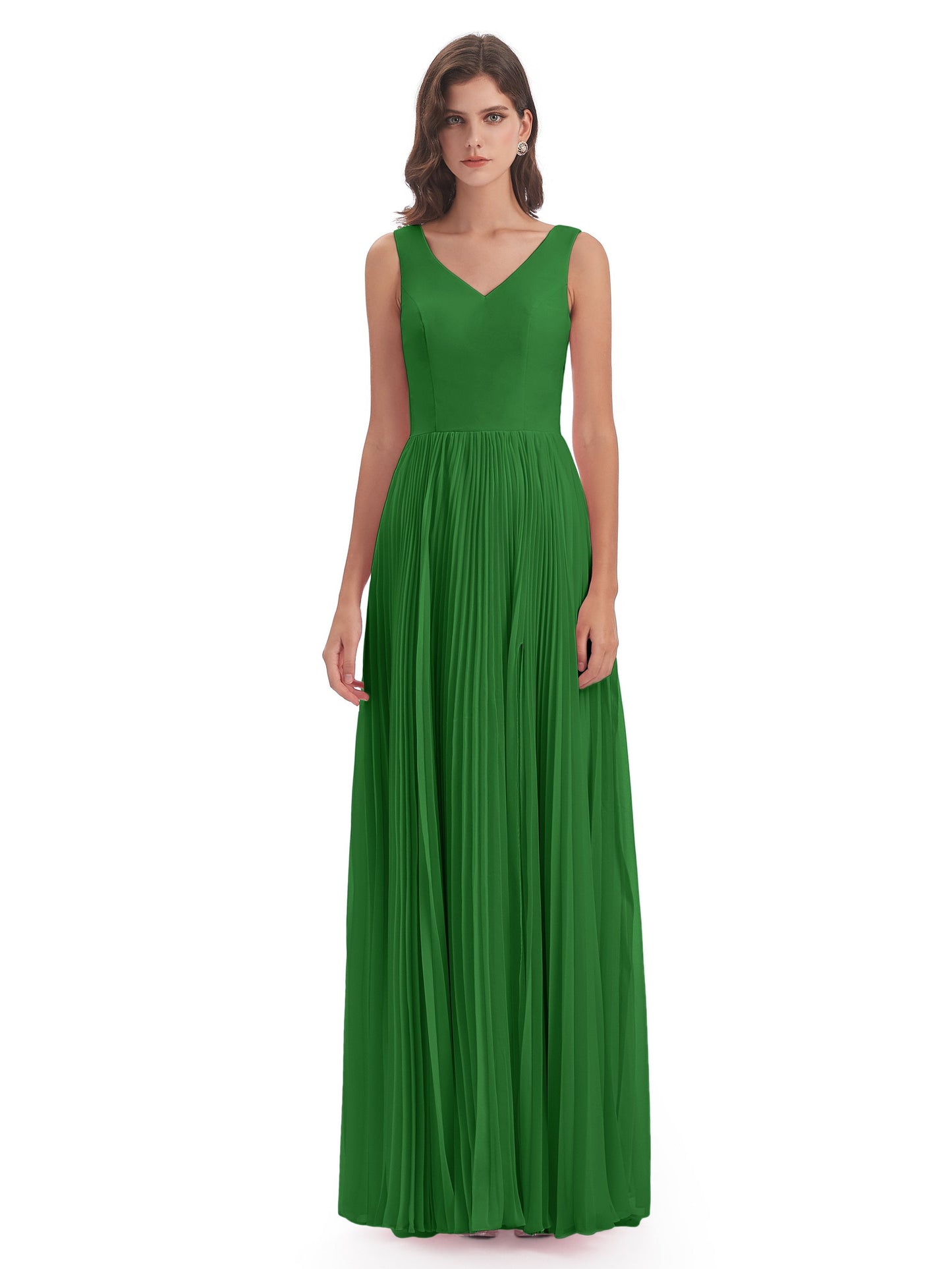 Kenya V-neck Split Chiffon Long Bridesmaid Dresses