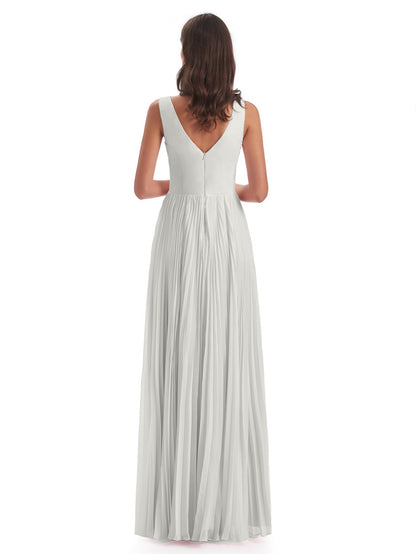 Kenya V-neck Split Chiffon Long Bridesmaid Dresses