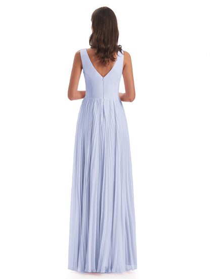 Kenya V-neck Split Chiffon Long Bridesmaid Dresses