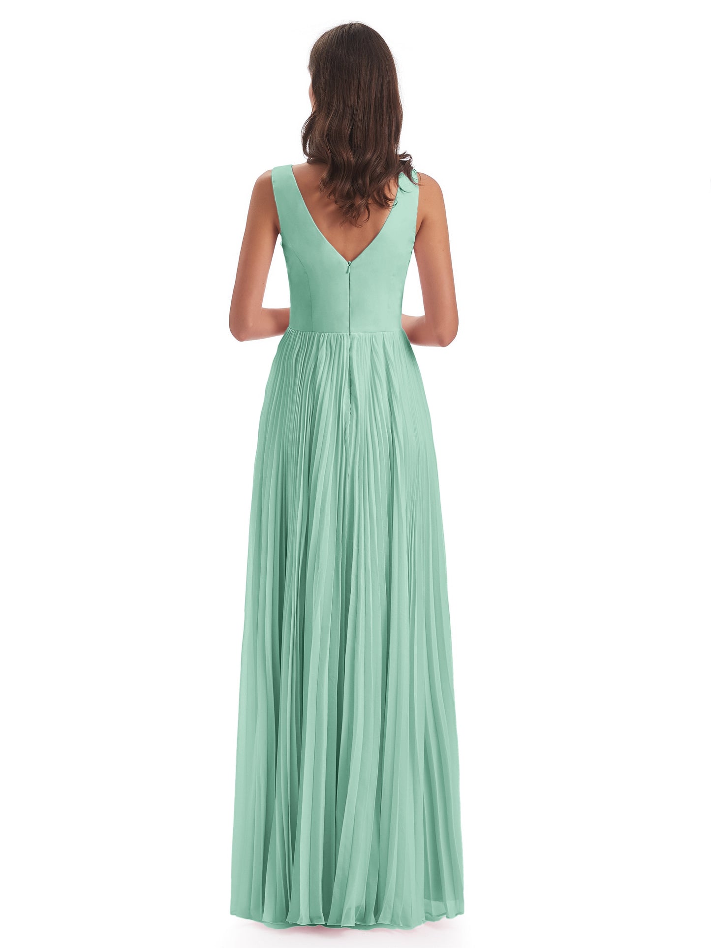 Kenya V-neck Split Chiffon Long Bridesmaid Dresses