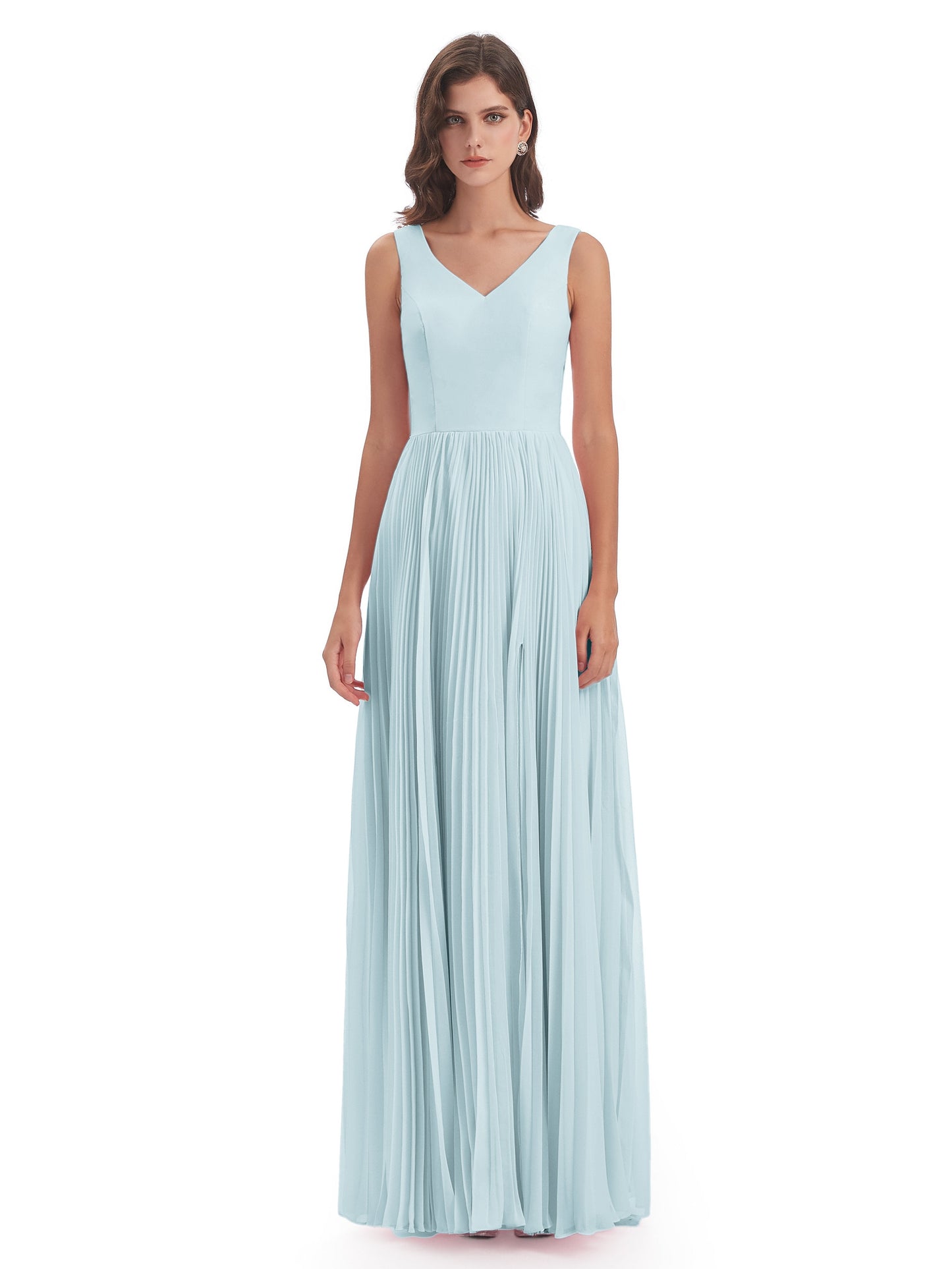Kenya V-neck Split Chiffon Long Bridesmaid Dresses