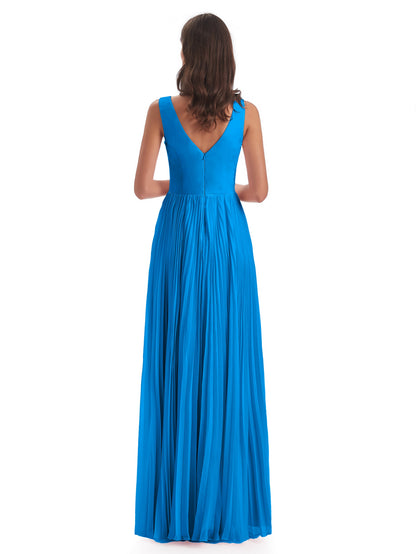 Kenya V-neck Split Chiffon Long Bridesmaid Dresses