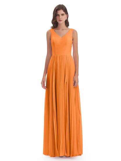 Kenya V-neck Split Chiffon Long Bridesmaid Dresses
