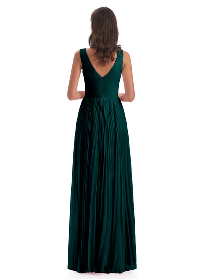Kenya V-neck Split Chiffon Long Bridesmaid Dresses