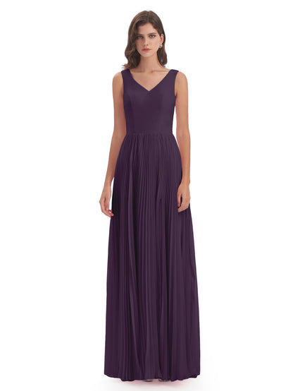 Kenya V-neck Split Chiffon Long Bridesmaid Dresses