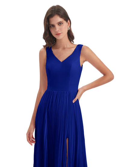 Kenya V-neck Split Chiffon Long Bridesmaid Dresses