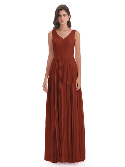 Kenya V-neck Split Chiffon Long Bridesmaid Dresses
