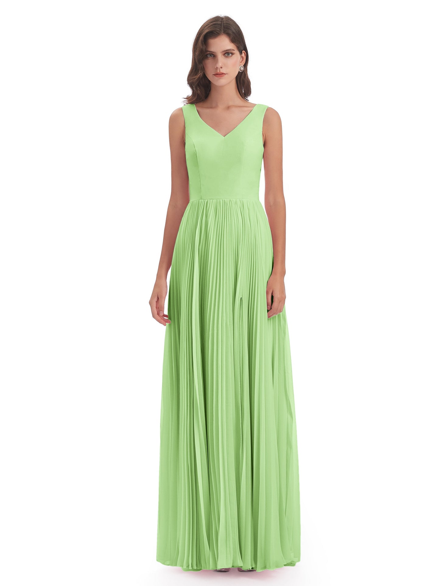 Kenya V-neck Split Chiffon Long Bridesmaid Dresses
