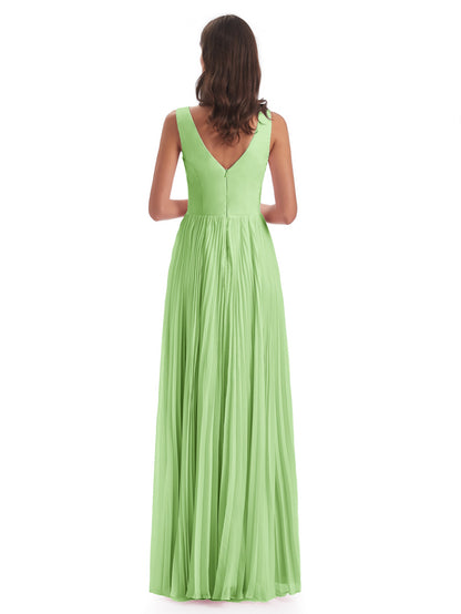 Kenya V-neck Split Chiffon Long Bridesmaid Dresses