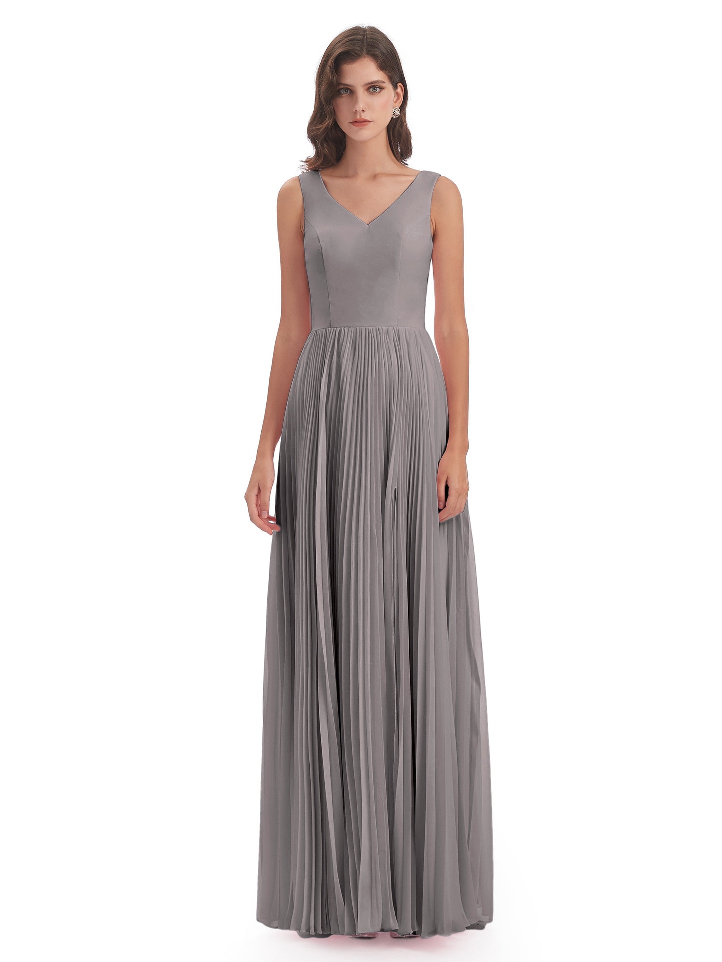 Kenya V-neck Split Chiffon Long Bridesmaid Dresses
