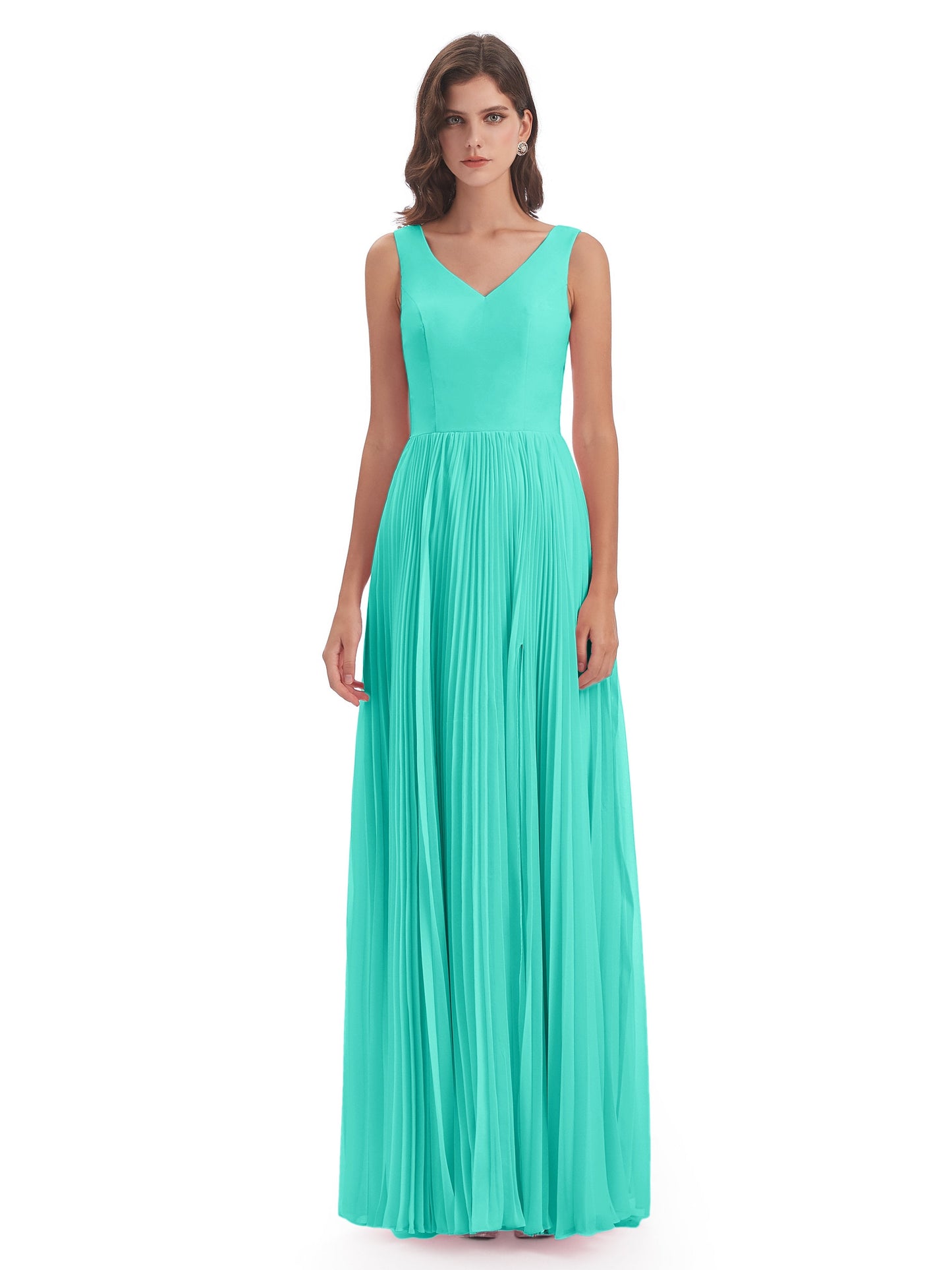 Kenya V-neck Split Chiffon Long Bridesmaid Dresses