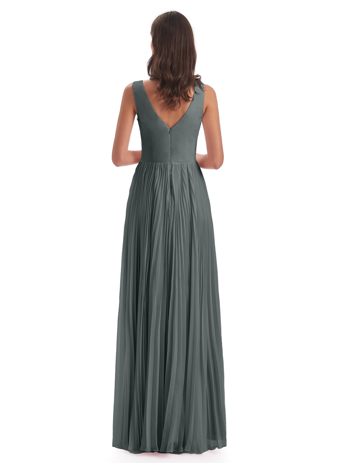 Kenya V-neck Split Chiffon Long Bridesmaid Dresses