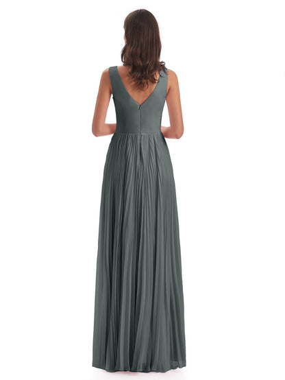 Kenya V-neck Split Chiffon Long Bridesmaid Dresses