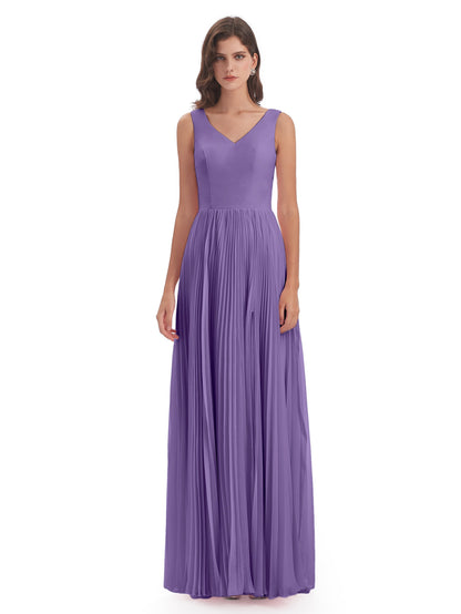 Kenya V-neck Split Chiffon Long Bridesmaid Dresses