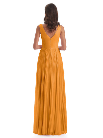 Kenya V-neck Split Chiffon Long Bridesmaid Dresses