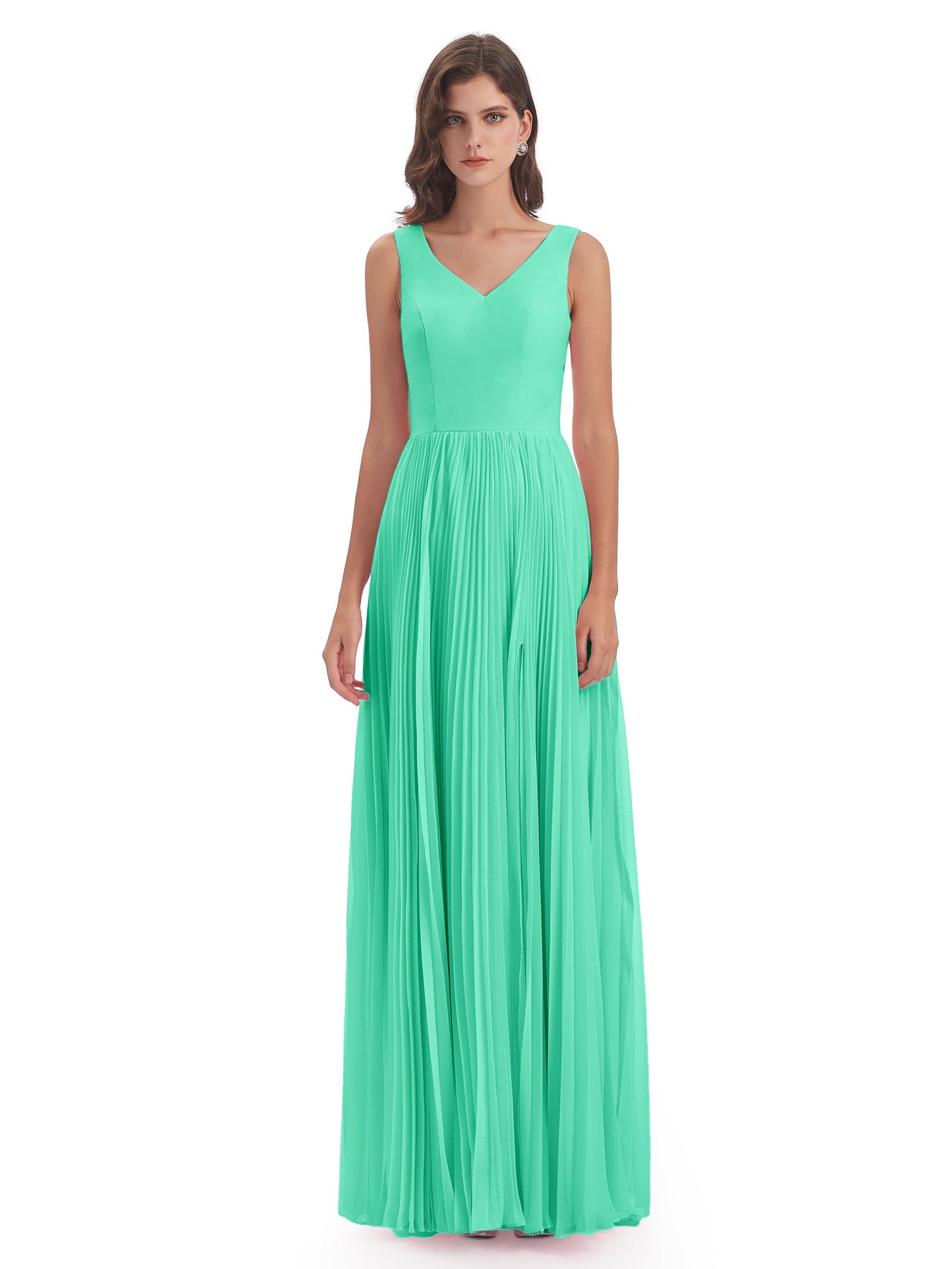 Kenya V-neck Split Chiffon Long Bridesmaid Dresses