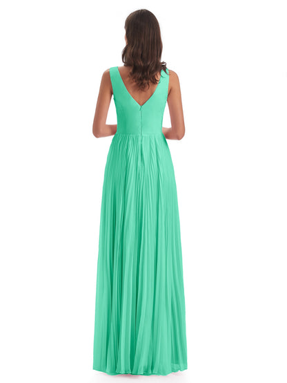 Kenya V-neck Split Chiffon Long Bridesmaid Dresses