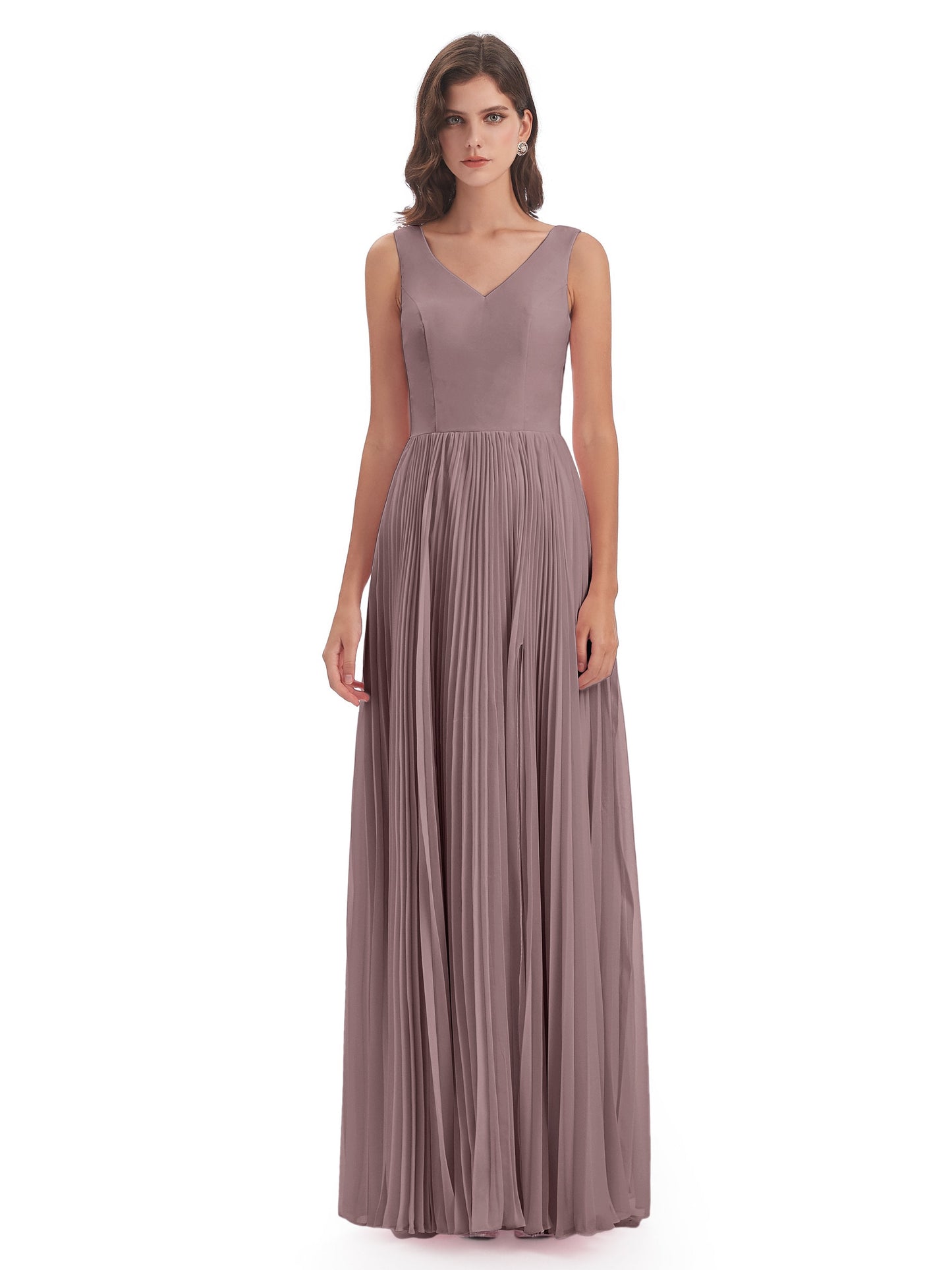 Kenya V-neck Split Chiffon Long Bridesmaid Dresses