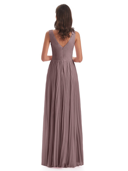 Kenya V-neck Split Chiffon Long Bridesmaid Dresses
