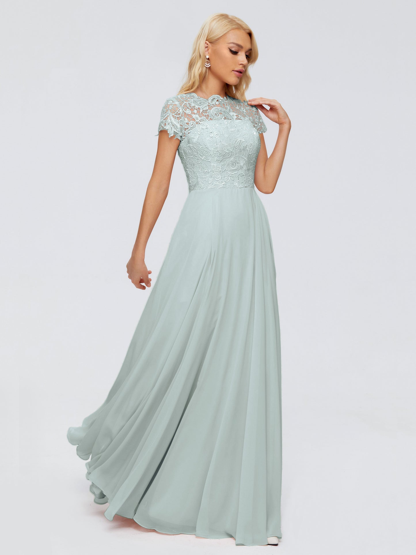 Cicinia Rose A-Line Cap Sleeves Lace Bridesmaid Dresses With Pockets