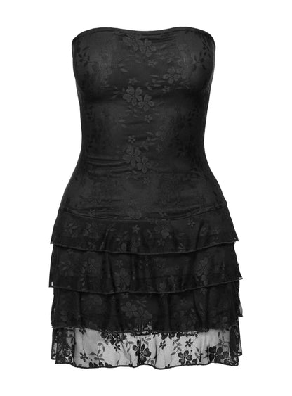So Gorgeous Strapless Frill Romper Black