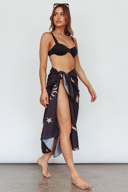 Sunshine Coast Multi-Way Scarf Sun Moon Black