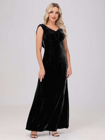 Sheath V-Neck High Waist Velvet Bridesmaid Dresses