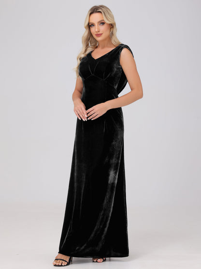 Sheath V-Neck High Waist Velvet Bridesmaid Dresses
