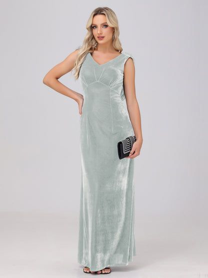 Sheath V-Neck High Waist Velvet Bridesmaid Dresses