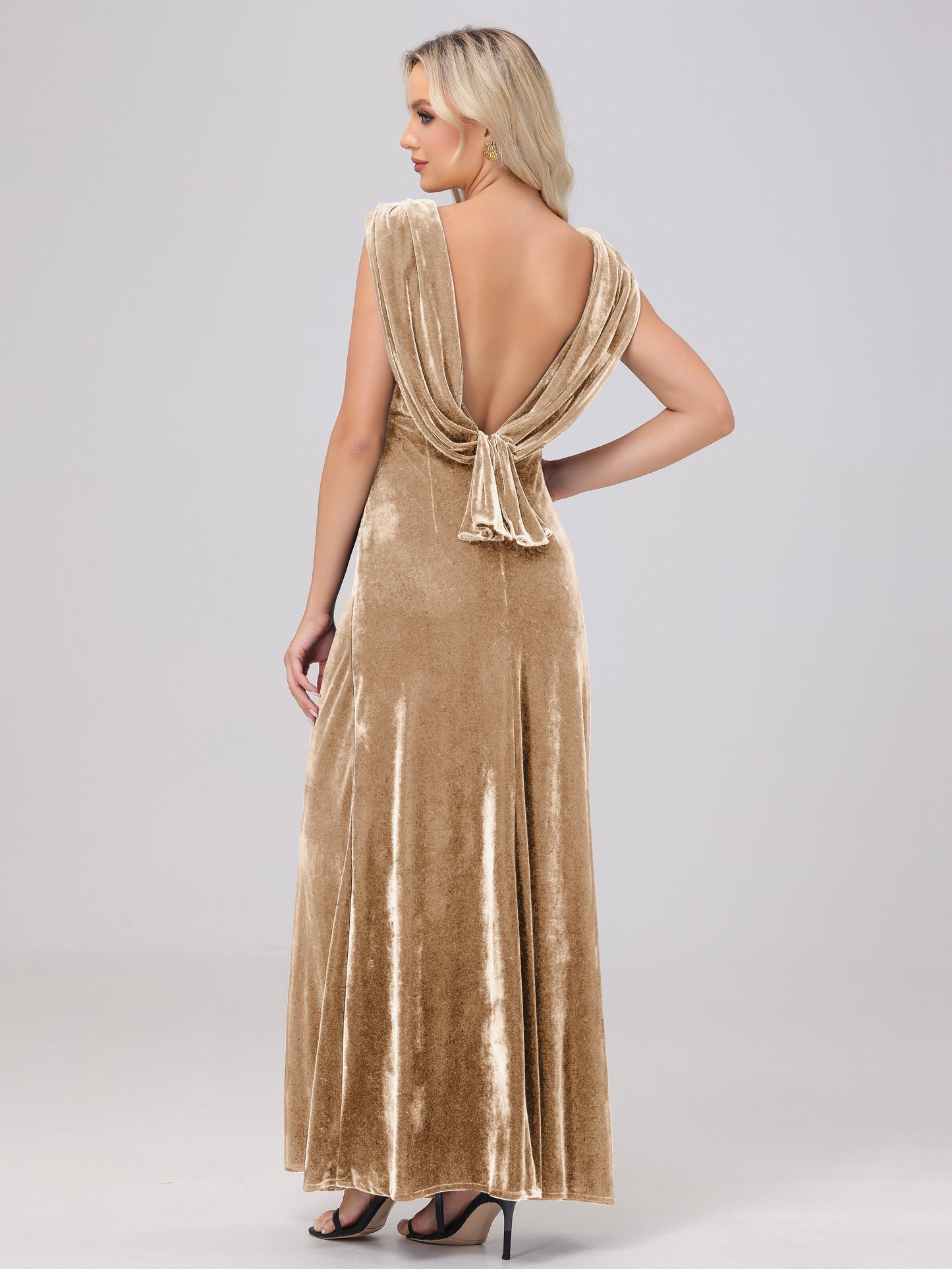 Sheath V-Neck High Waist Velvet Bridesmaid Dresses