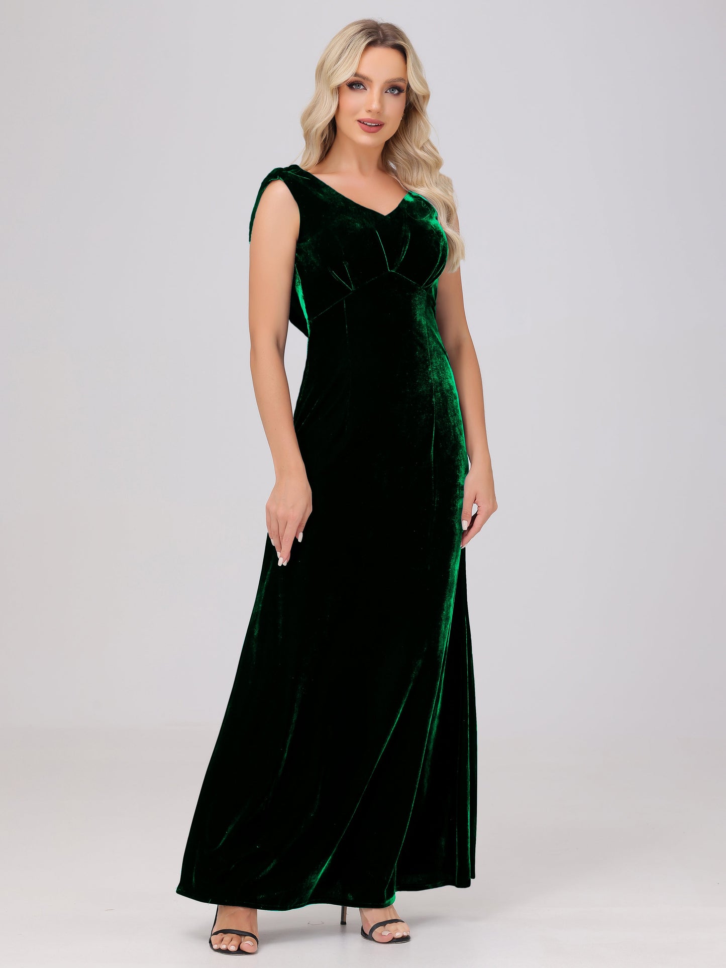 Sheath V-Neck High Waist Velvet Bridesmaid Dresses
