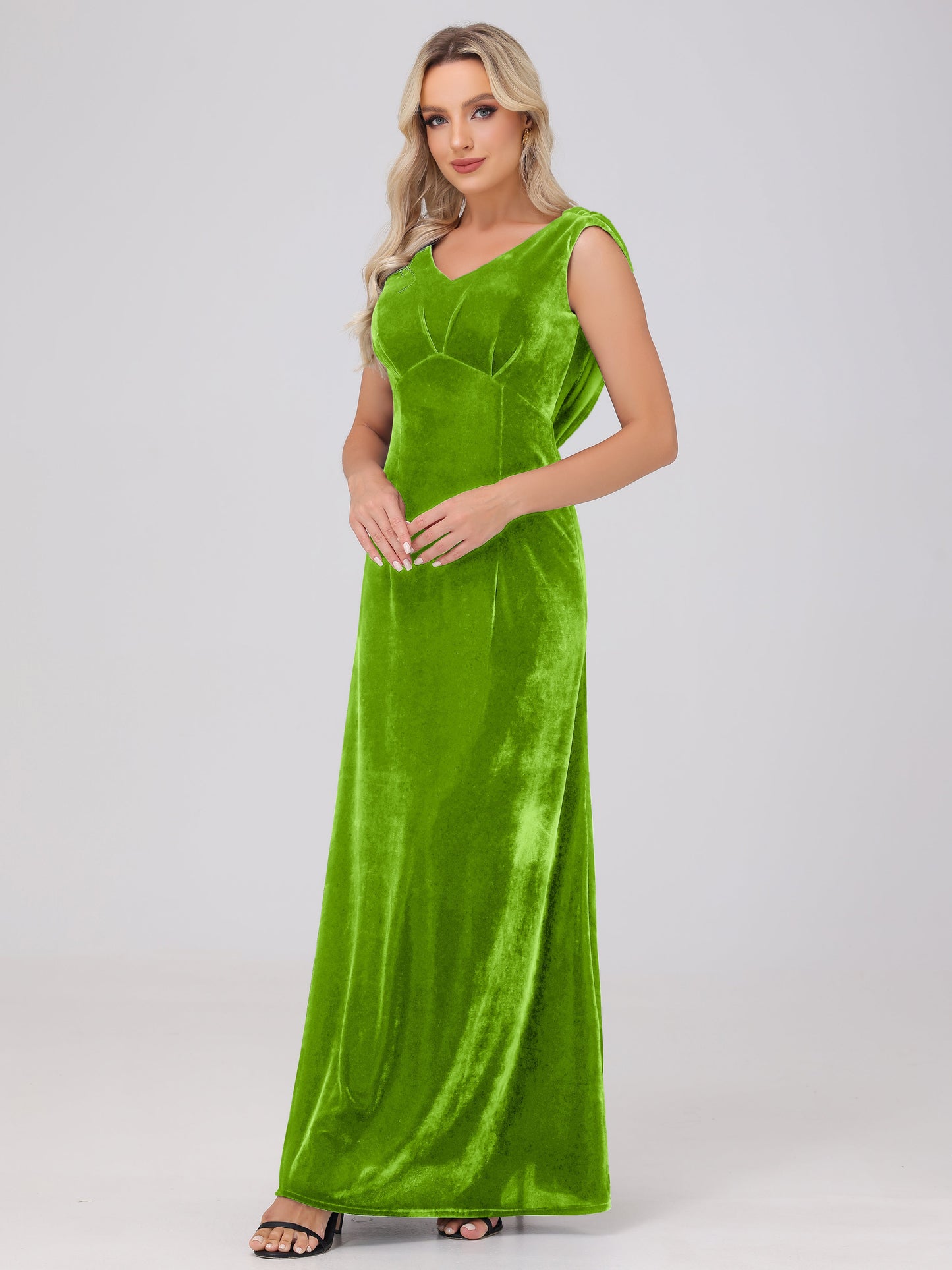Sheath V-Neck High Waist Velvet Bridesmaid Dresses