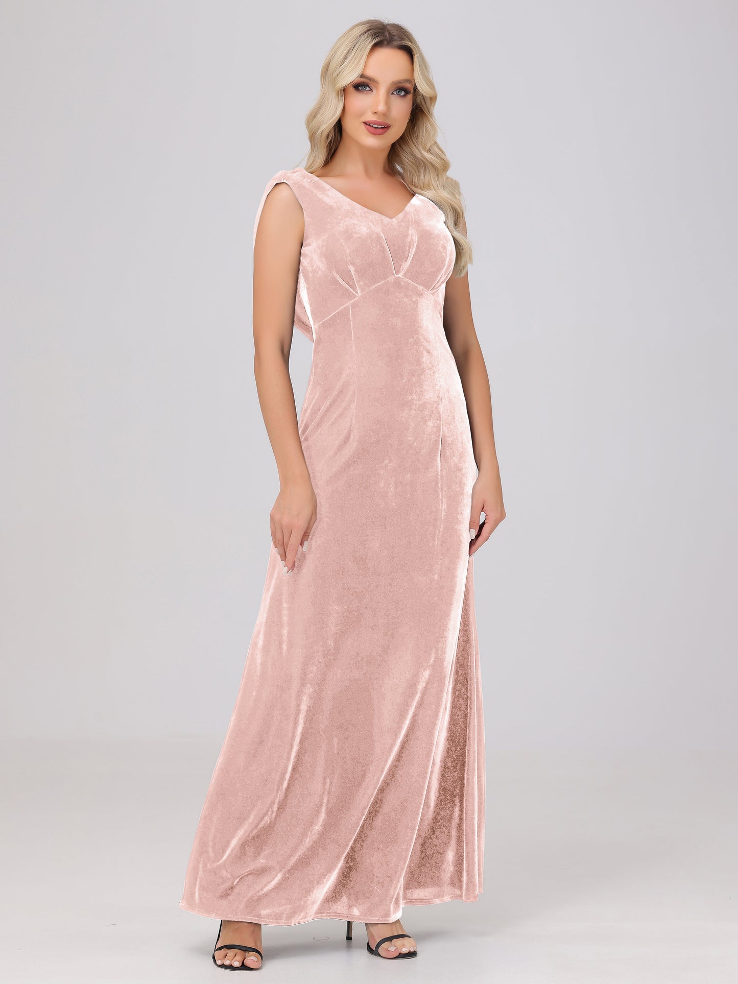 Sheath V-Neck High Waist Velvet Bridesmaid Dresses