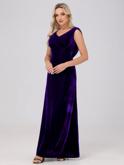 Sheath V-Neck High Waist Velvet Bridesmaid Dresses