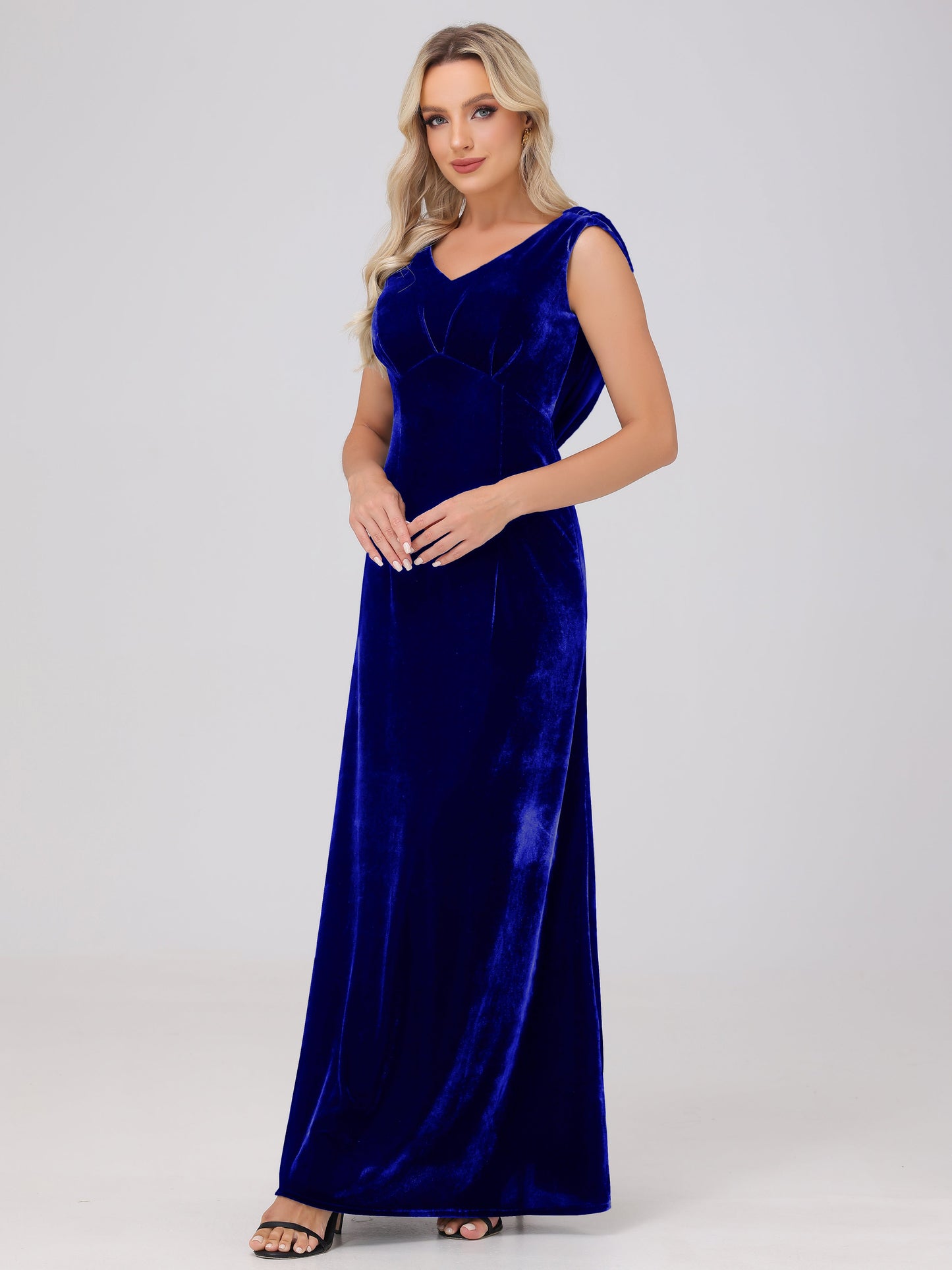 Sheath V-Neck High Waist Velvet Bridesmaid Dresses