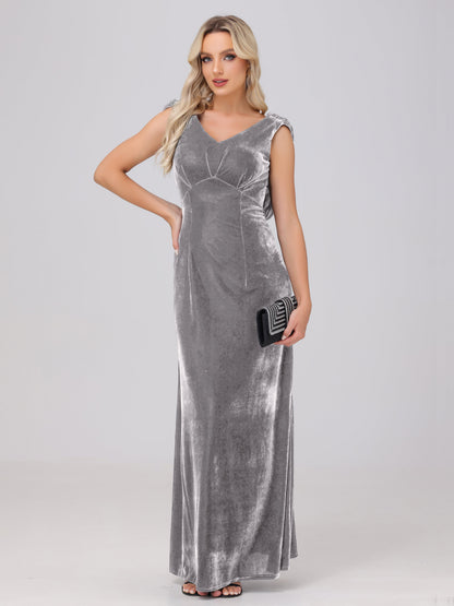 Sheath V-Neck High Waist Velvet Bridesmaid Dresses