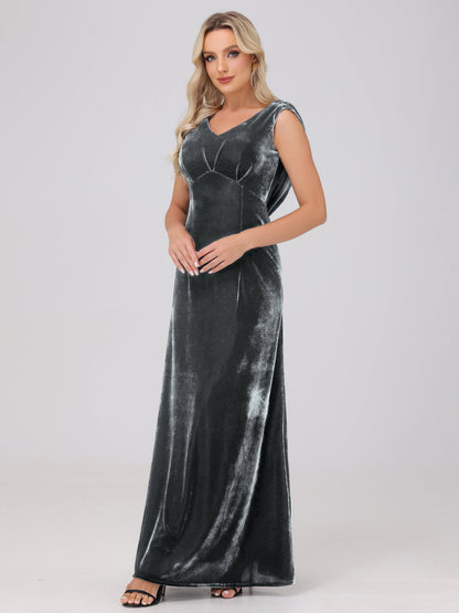Sheath V-Neck High Waist Velvet Bridesmaid Dresses