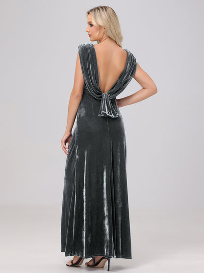 Sheath V-Neck High Waist Velvet Bridesmaid Dresses