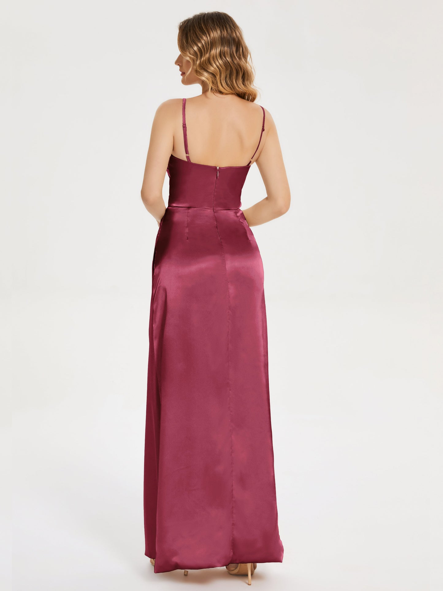 Aniyah Side Slit Sheath Soft Satin Bridesmaid Dress