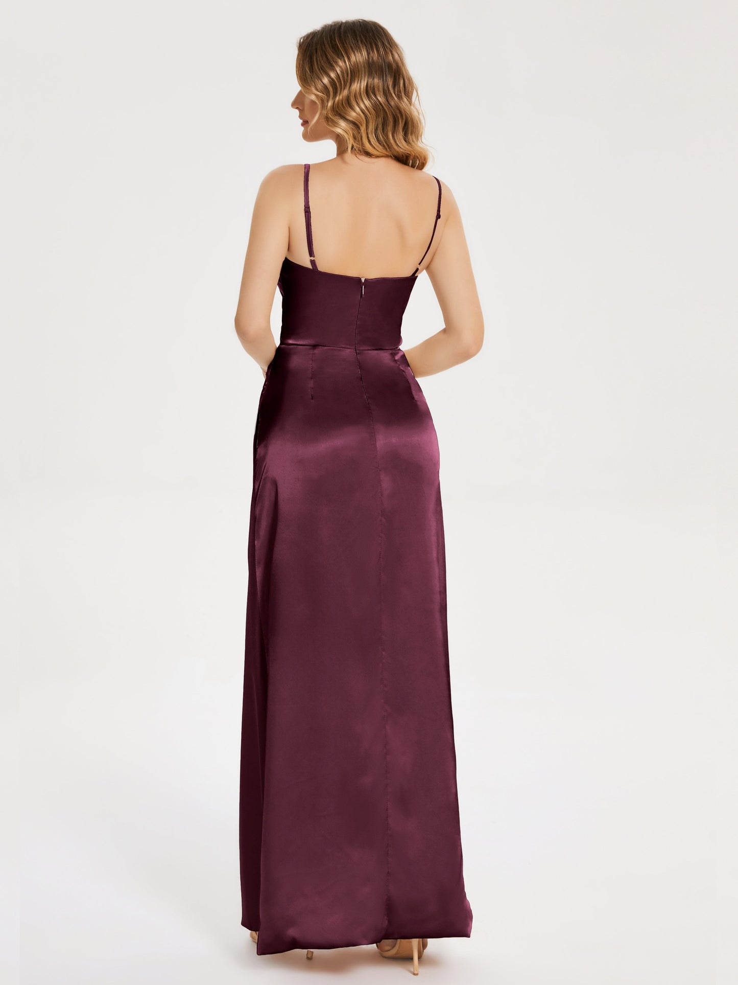 Aniyah Side Slit Sheath Soft Satin Bridesmaid Dress