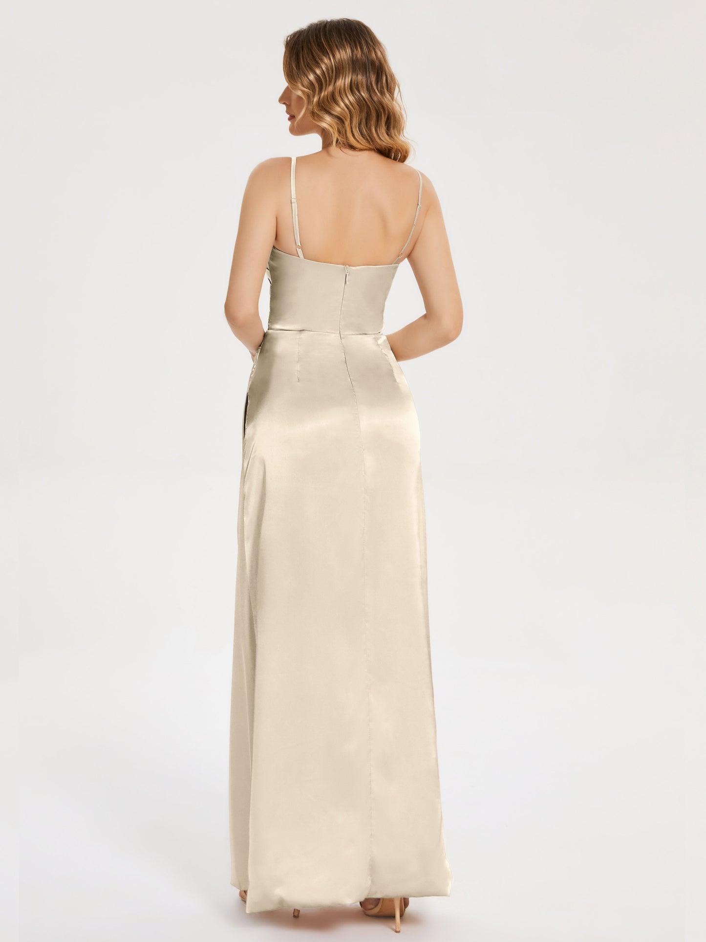 Aniyah Side Slit Sheath Soft Satin Bridesmaid Dress