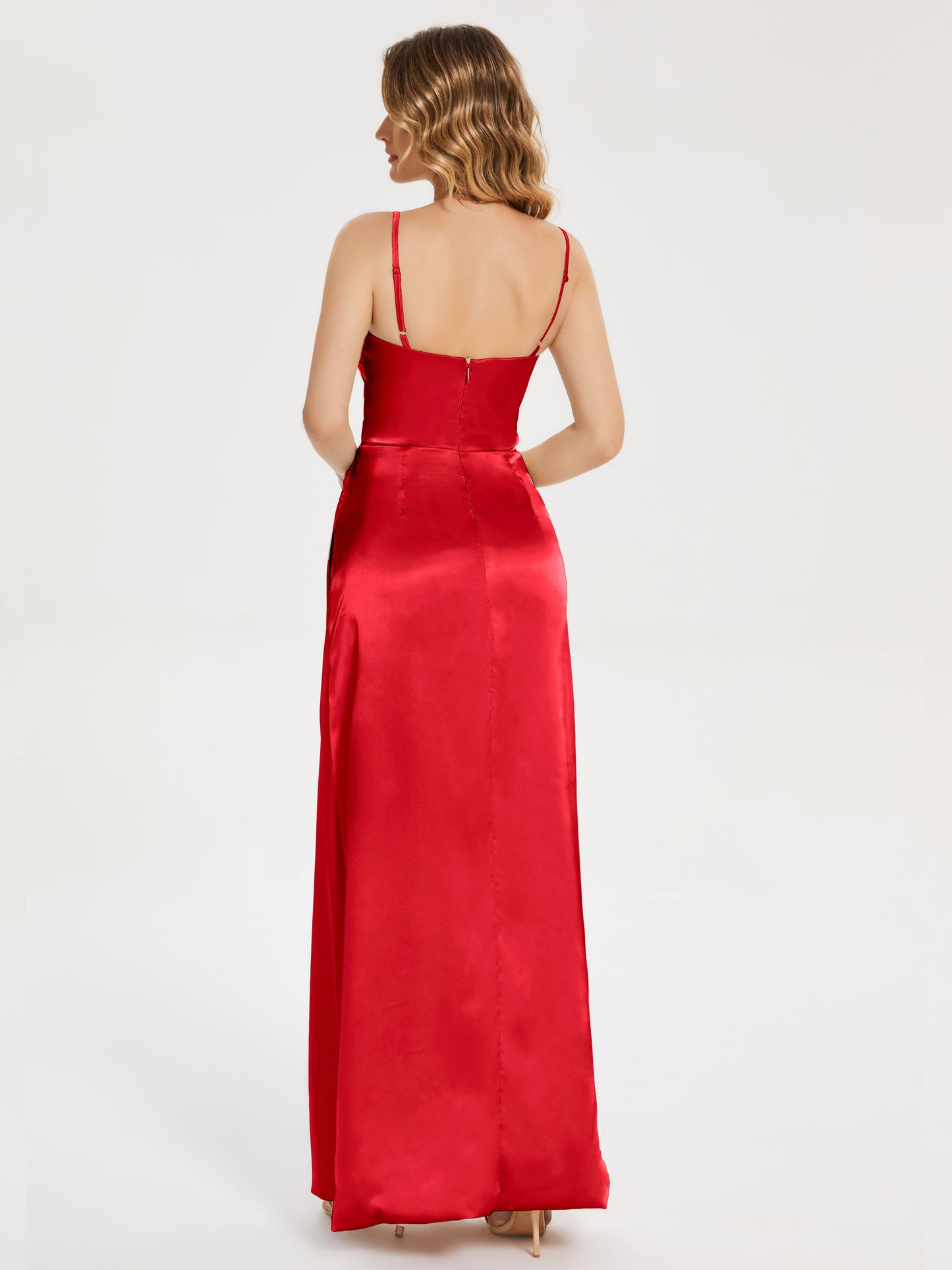 Aniyah Side Slit Sheath Soft Satin Bridesmaid Dress