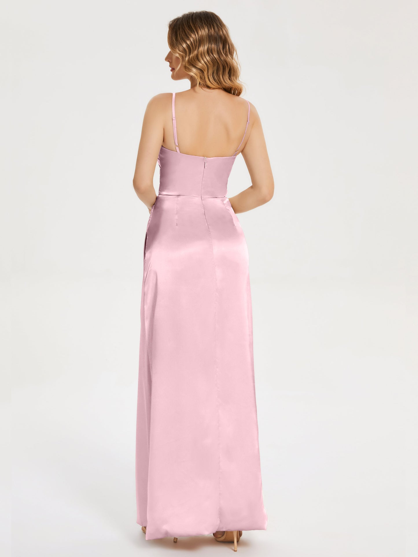 Aniyah Side Slit Sheath Soft Satin Bridesmaid Dress
