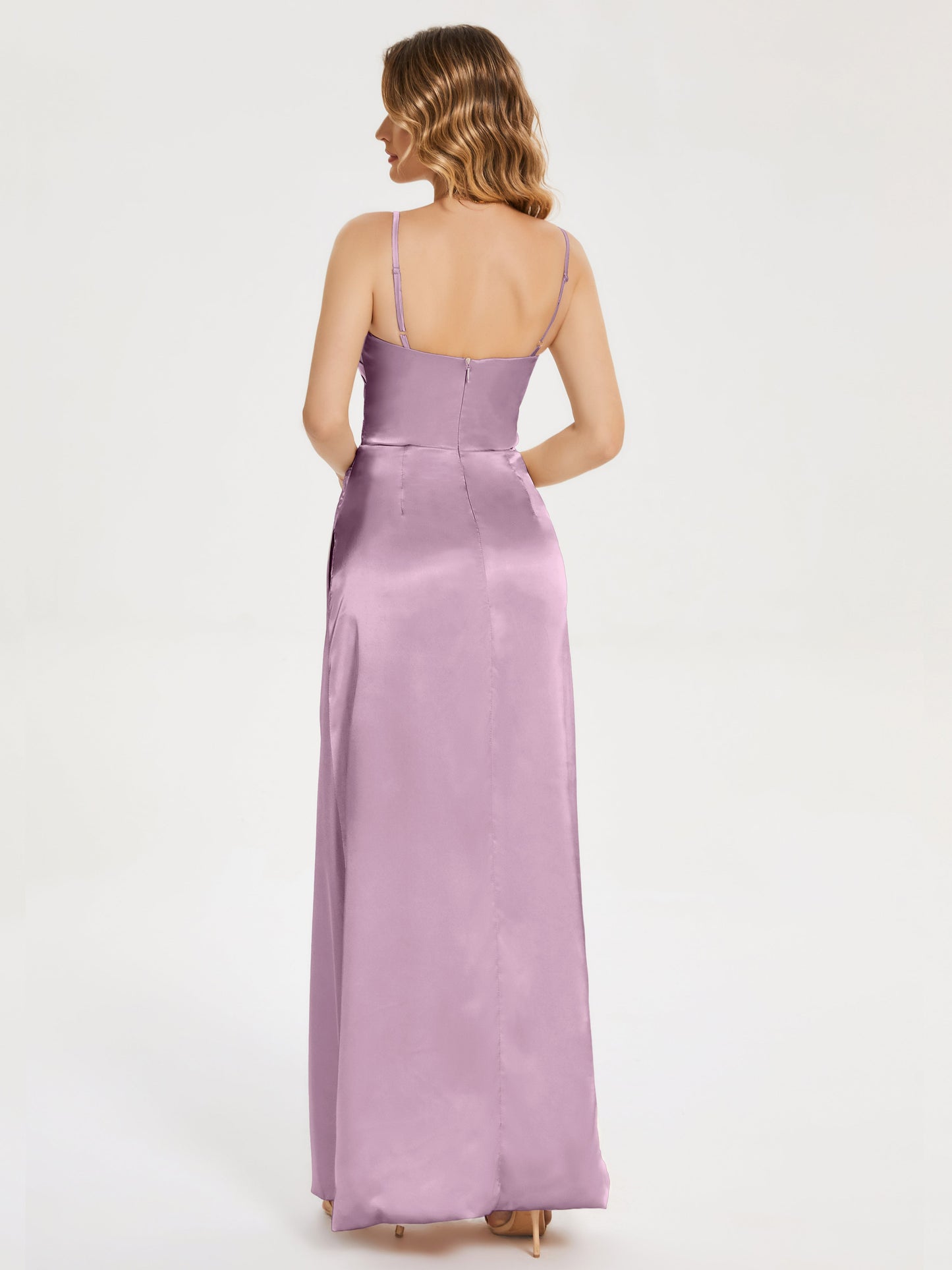 Aniyah Side Slit Sheath Soft Satin Bridesmaid Dress